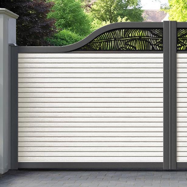 Hudson Feather Curved Top Driveway Gate - Light Stone - Top Screen