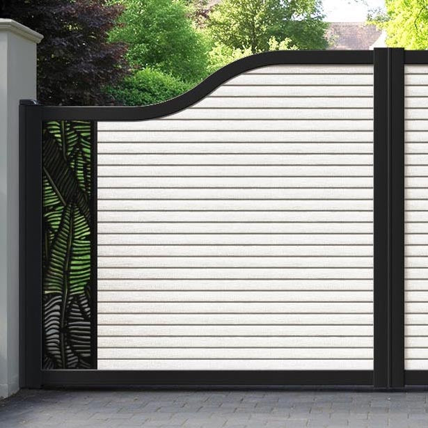Hudson Feather Curved Top Driveway Gate - Light Stone - End Screen