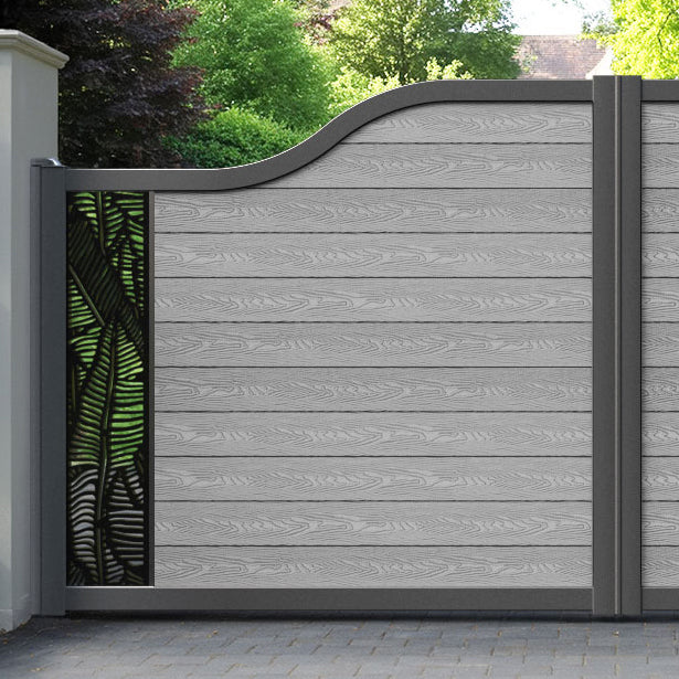 Classic Feather Curved Top Driveway Gate - Light Grey - End Screen