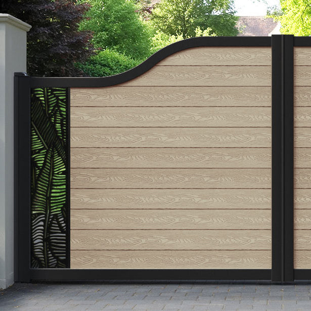 Classic Feather Curved Top Driveway Gate - Light Oak - End Screen