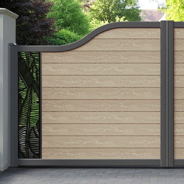Classic Feather Curved Top Driveway Gate - Light Oak - End Screen