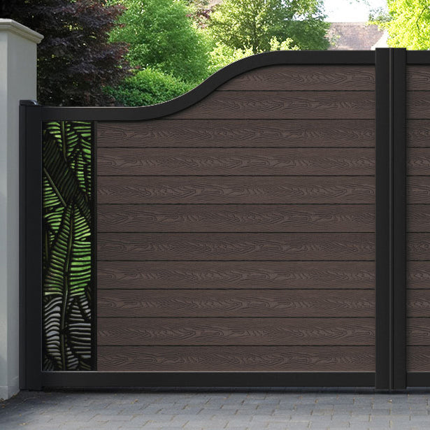 Classic Feather Curved Top Driveway Gate - Mid Brown - End Screen