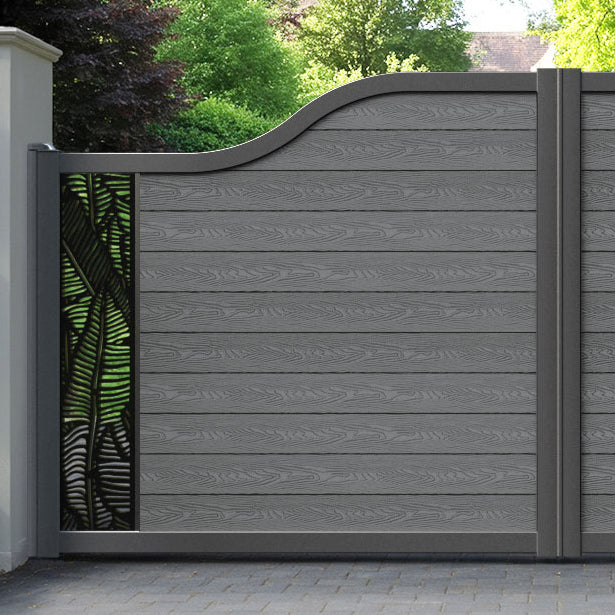 Classic Feather Curved Top Driveway Gate - Mid Grey - End Screen
