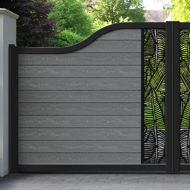 Classic Feather Curved Top Driveway Gate - Mid Grey - Middle Screen