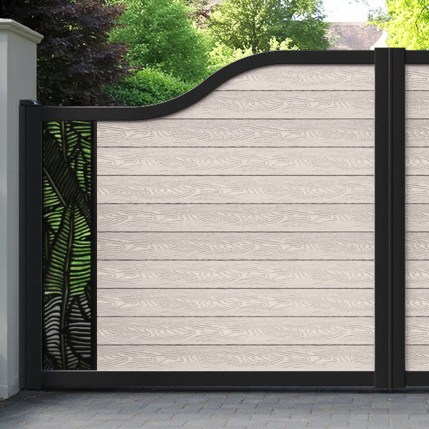 Classic Feather Curved Top Driveway Gate - Mid Stone - End Screen