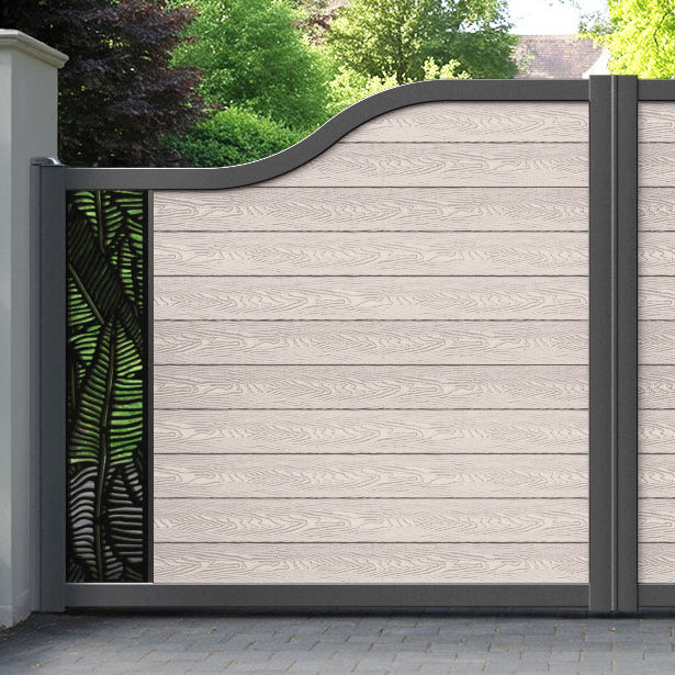 Classic Feather Curved Top Driveway Gate - Mid Stone - End Screen
