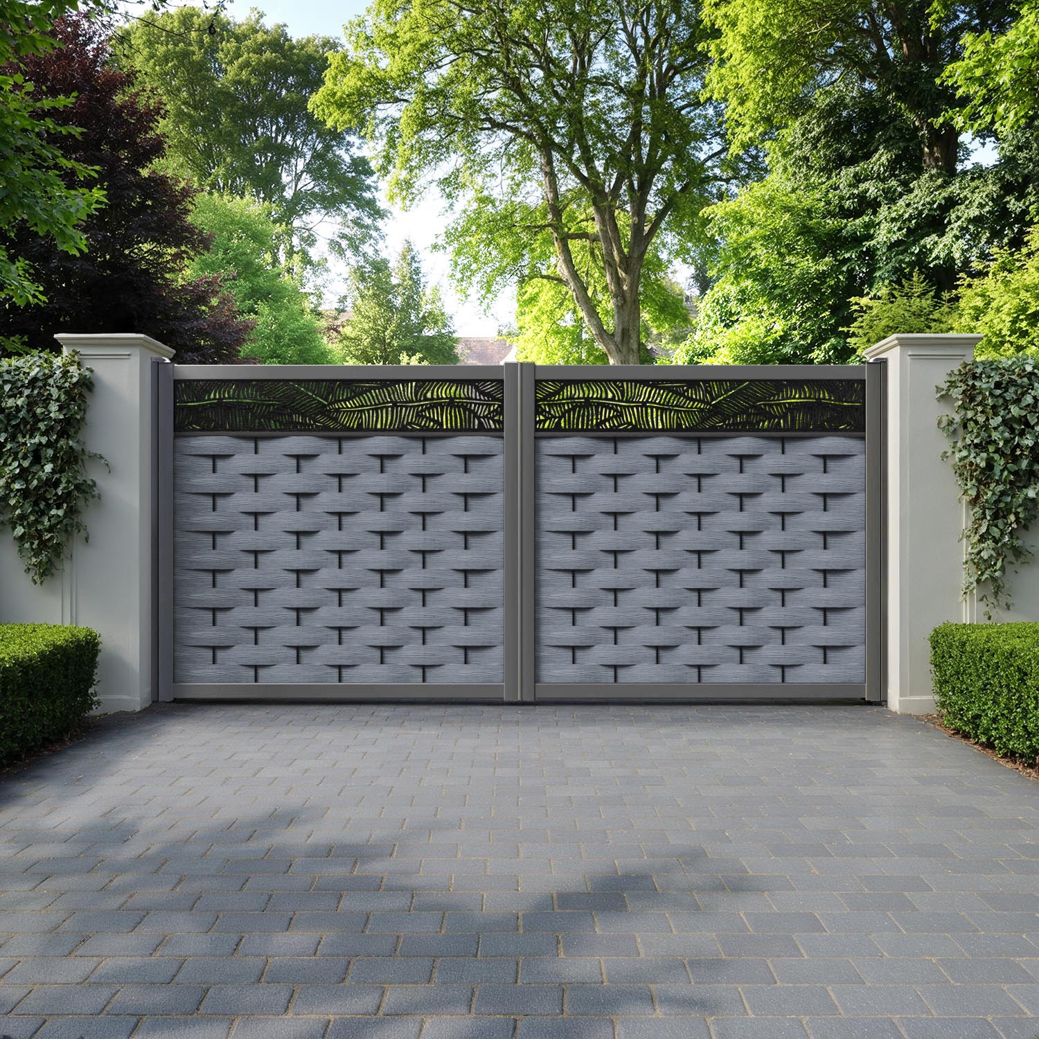 Ripple Feather Straight Top Driveway Gate - Anthracite - Top Screen