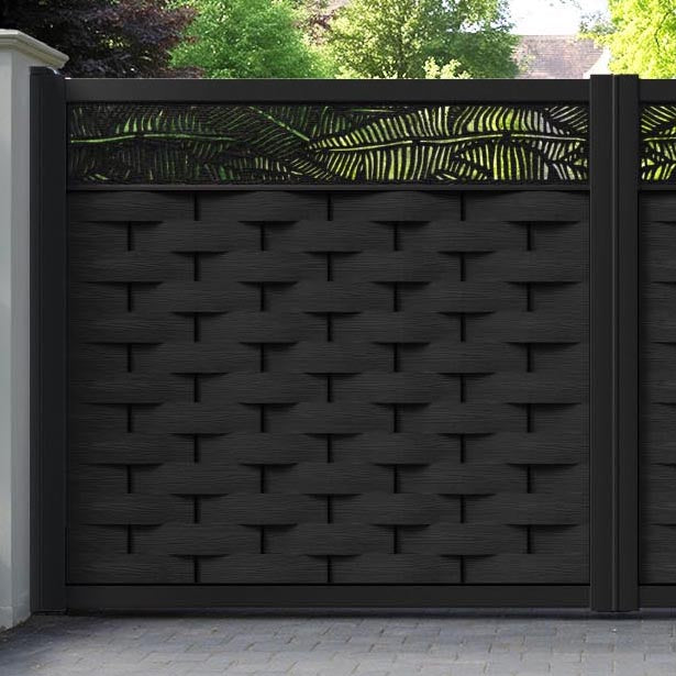 Ripple Feather Straight Top Driveway Gate - Black - Top Screen