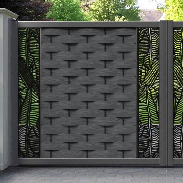 Ripple Feather Straight Top Driveway Gate - Dark Grey - Middle & End Screen