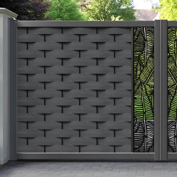 Ripple Feather Straight Top Driveway Gate - Dark Grey - Middle Screen