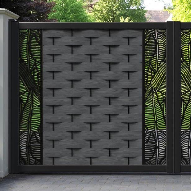 Ripple Feather Straight Top Driveway Gate - Dark Grey - Middle & End Screen