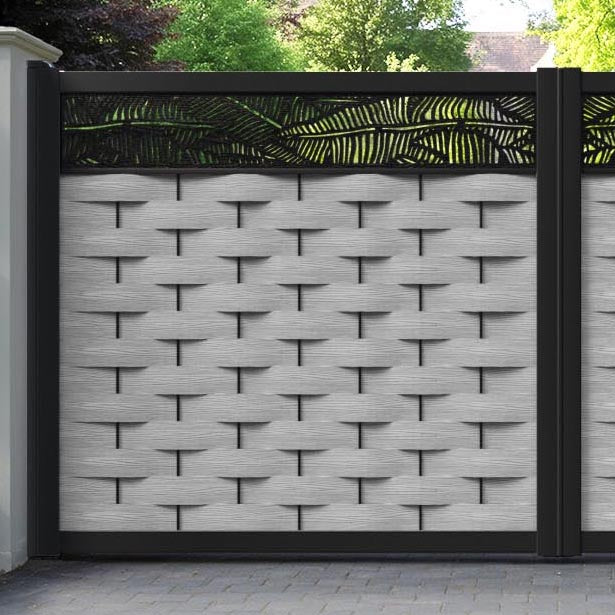 Ripple Feather Straight Top Driveway Gate - Light Grey - Top Screen