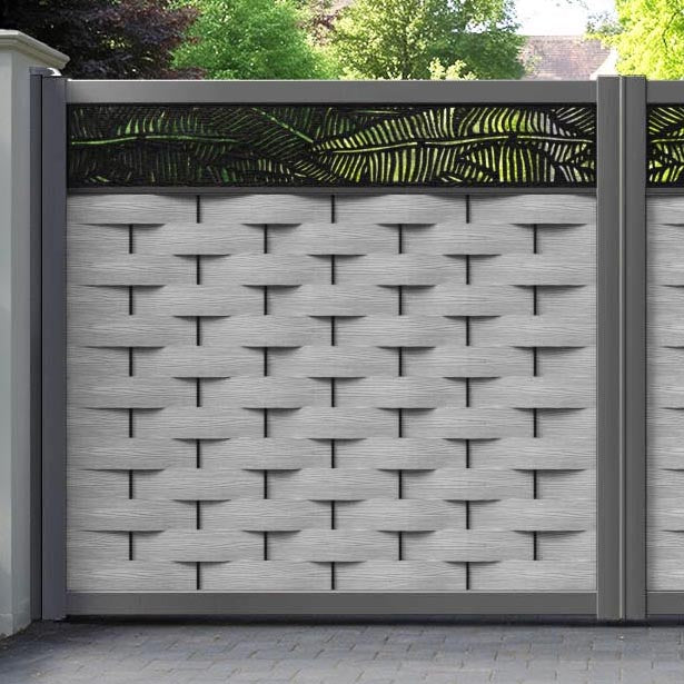 Ripple Feather Straight Top Driveway Gate - Light Grey - Top Screen