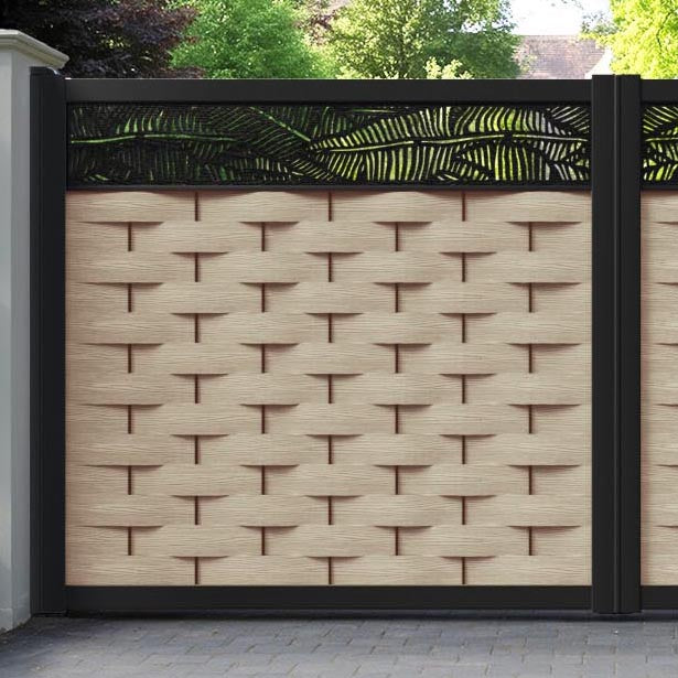 Ripple Feather Straight Top Driveway Gate - Light Oak- Top Screen
