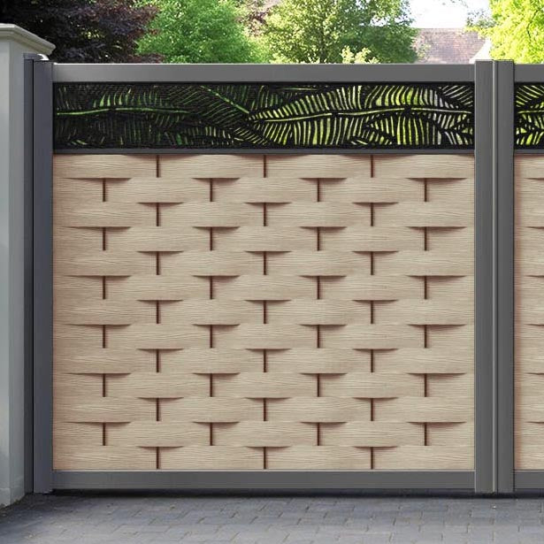 Ripple Feather Straight Top Driveway Gate - Light Oak- Top Screen