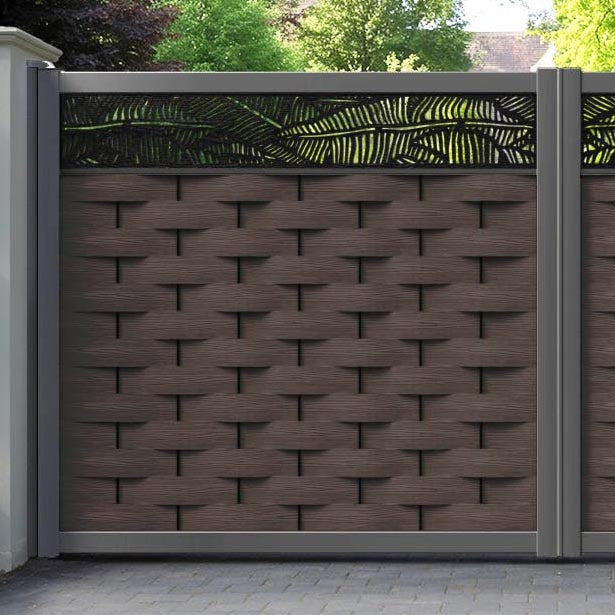 Ripple Feather Straight Top Driveway Gate - Mid Brown - Top Screen