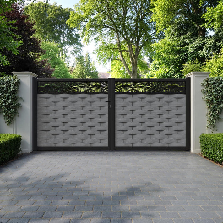 Ripple Feather Straight Top Driveway Gate - Mid Grey - Top Screen