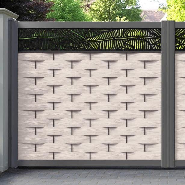 Ripple Feather Straight Top Driveway Gate - Mid Stone - Top Screen