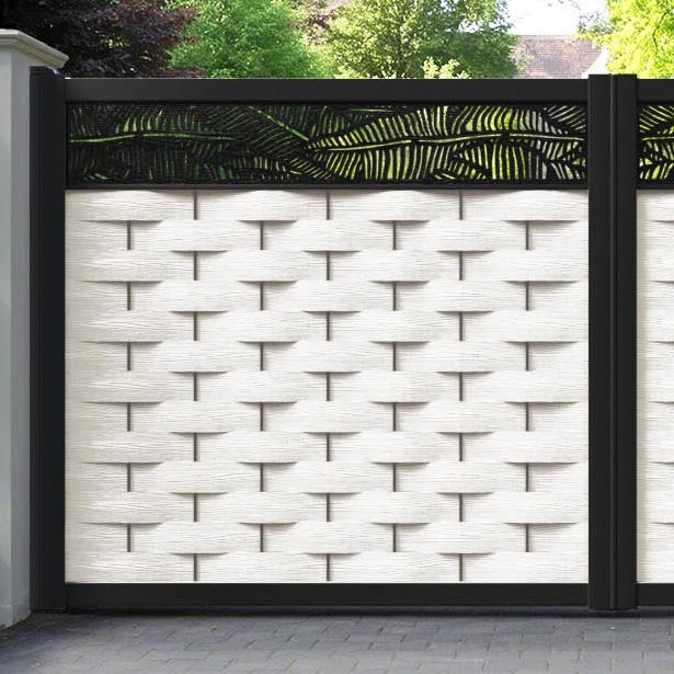 Ripple Feather Straight Top Driveway Gate - Light Stone - Top Screen