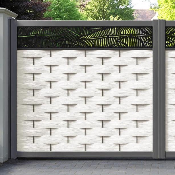 Ripple Feather Straight Top Driveway Gate - Light Stone - Top Screen