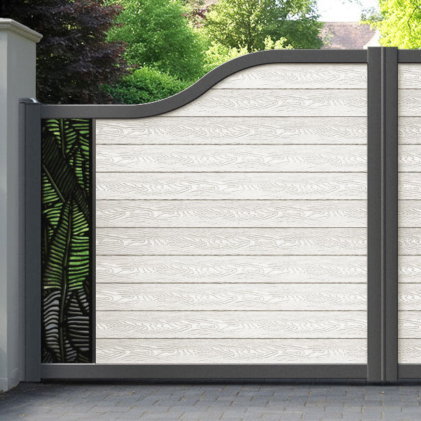Classic Feather Curved Top Driveway Gate - Light Stone - End Screen