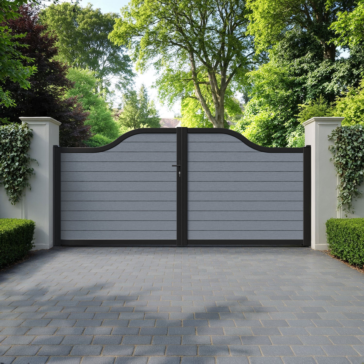 Fusion Anthracite Curved Top Driveway Gate
