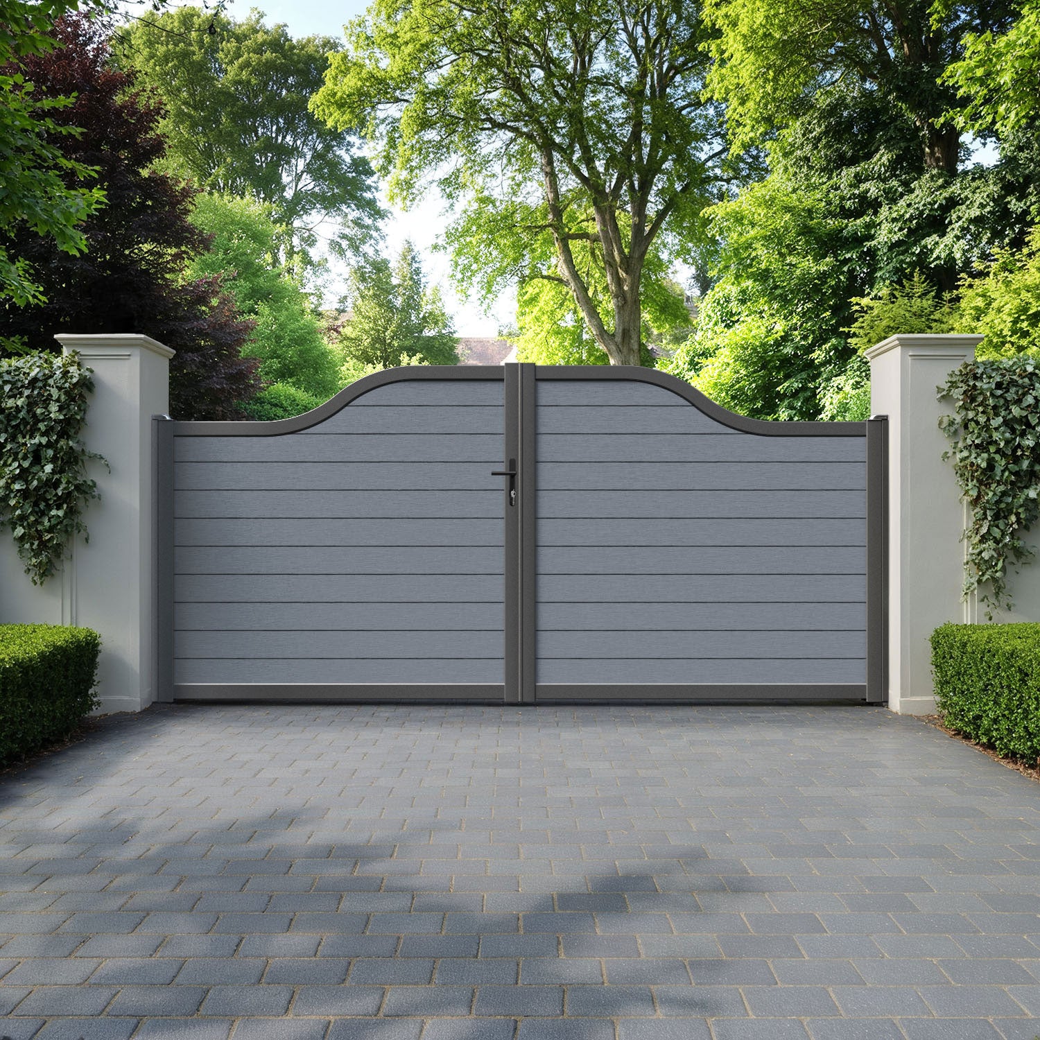 Fusion Anthracite Curved Top Driveway Gate