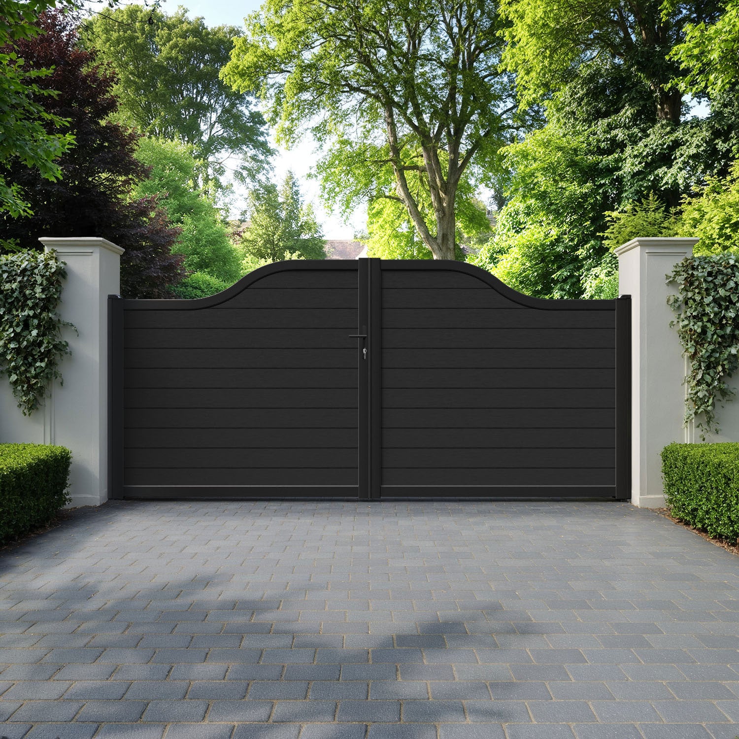 Fusion Black Curved Top Driveway Gate