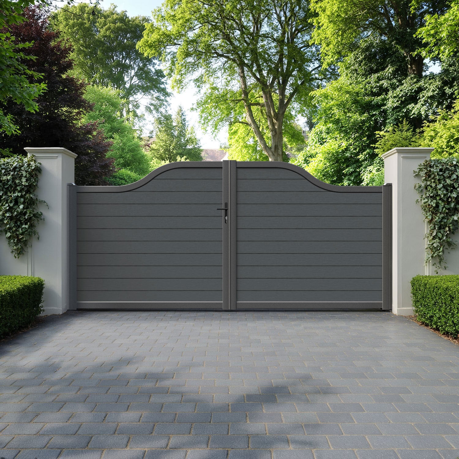 Fusion Dark Grey Curved Top Driveway Gate