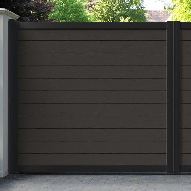 Fusion Dark Oak Straight Top Driveway Gate