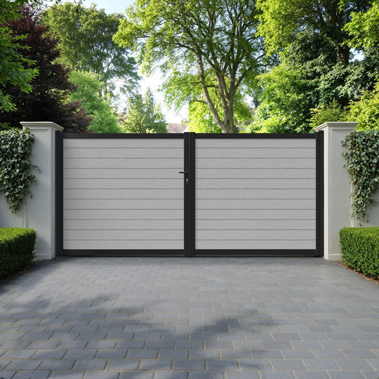 Fusion Light Grey Straight Top Driveway Gate