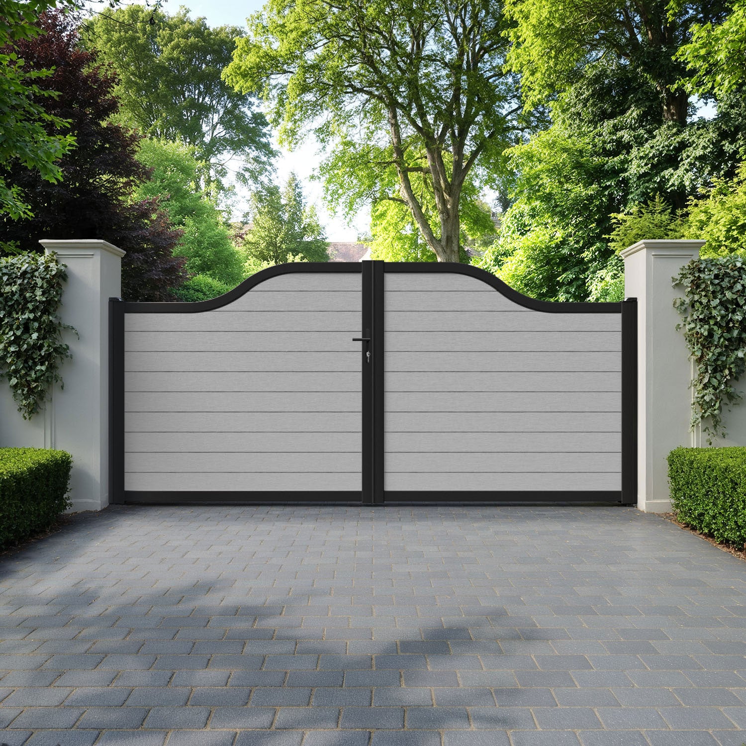 Fusion Light Grey Curved Top - Driveway Gate