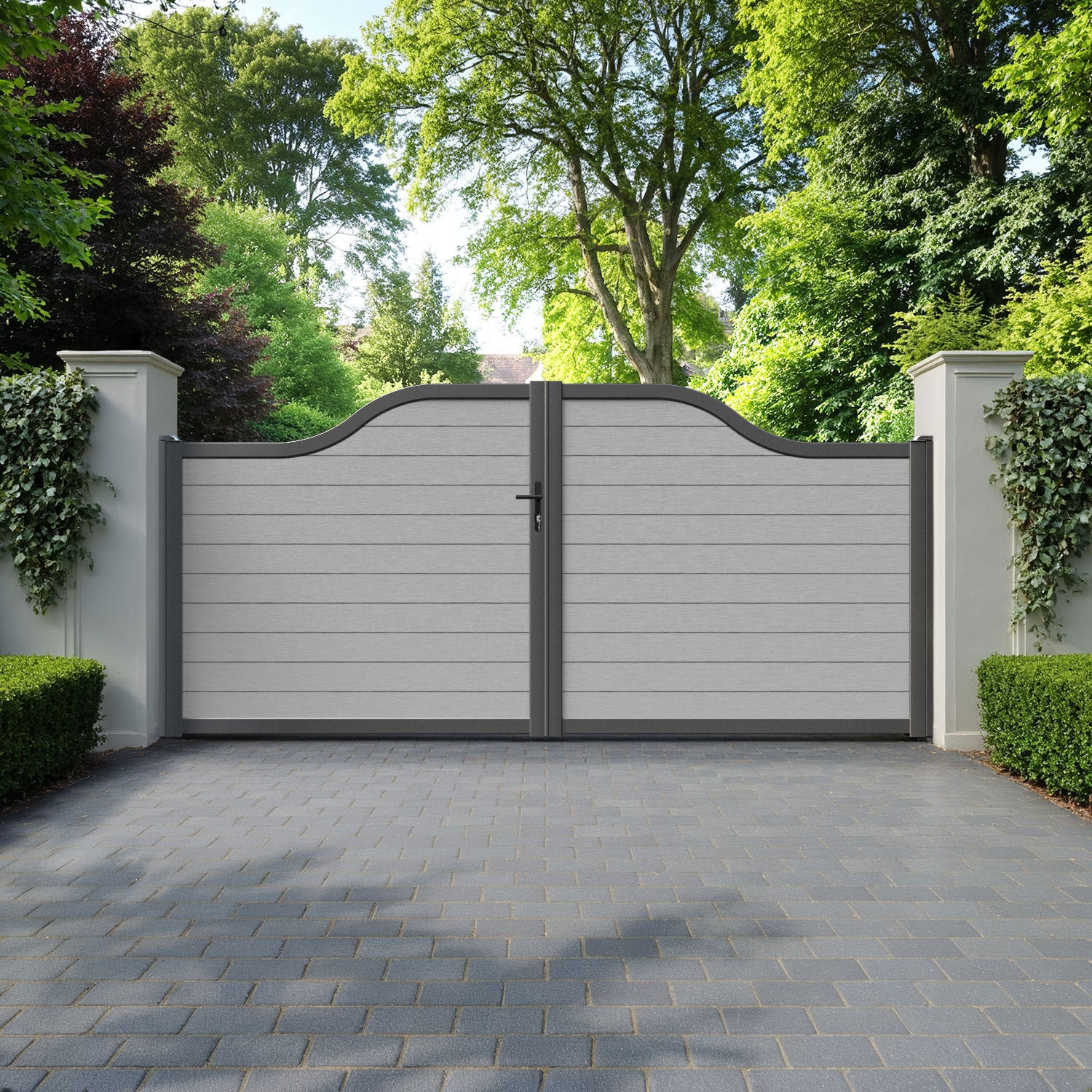 Fusion Light Grey Curved Top - Driveway Gate