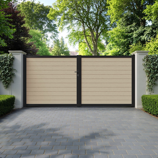 Fusion Light Oak Straight Top Driveway Gate