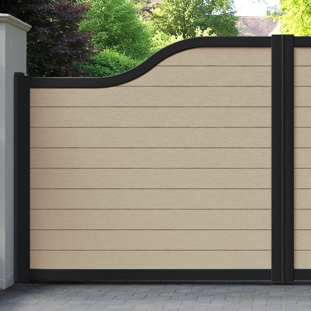 Fusion Light Oak Curved Top Driveway Gate