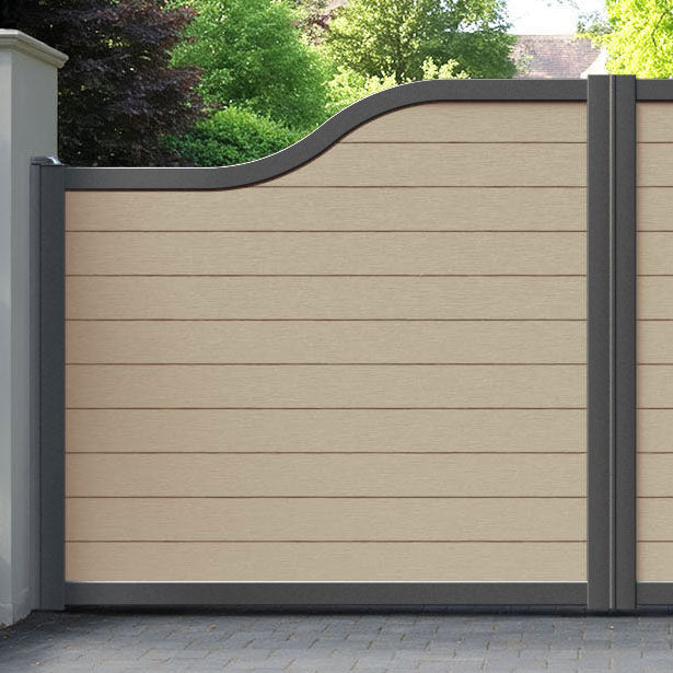 Fusion Light Oak Curved Top Driveway Gate