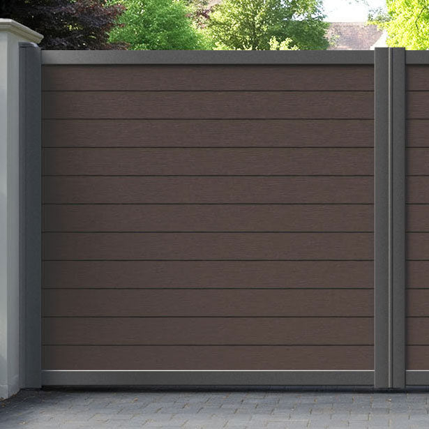 Fusion Mid Brown Straight Top Driveway Gate