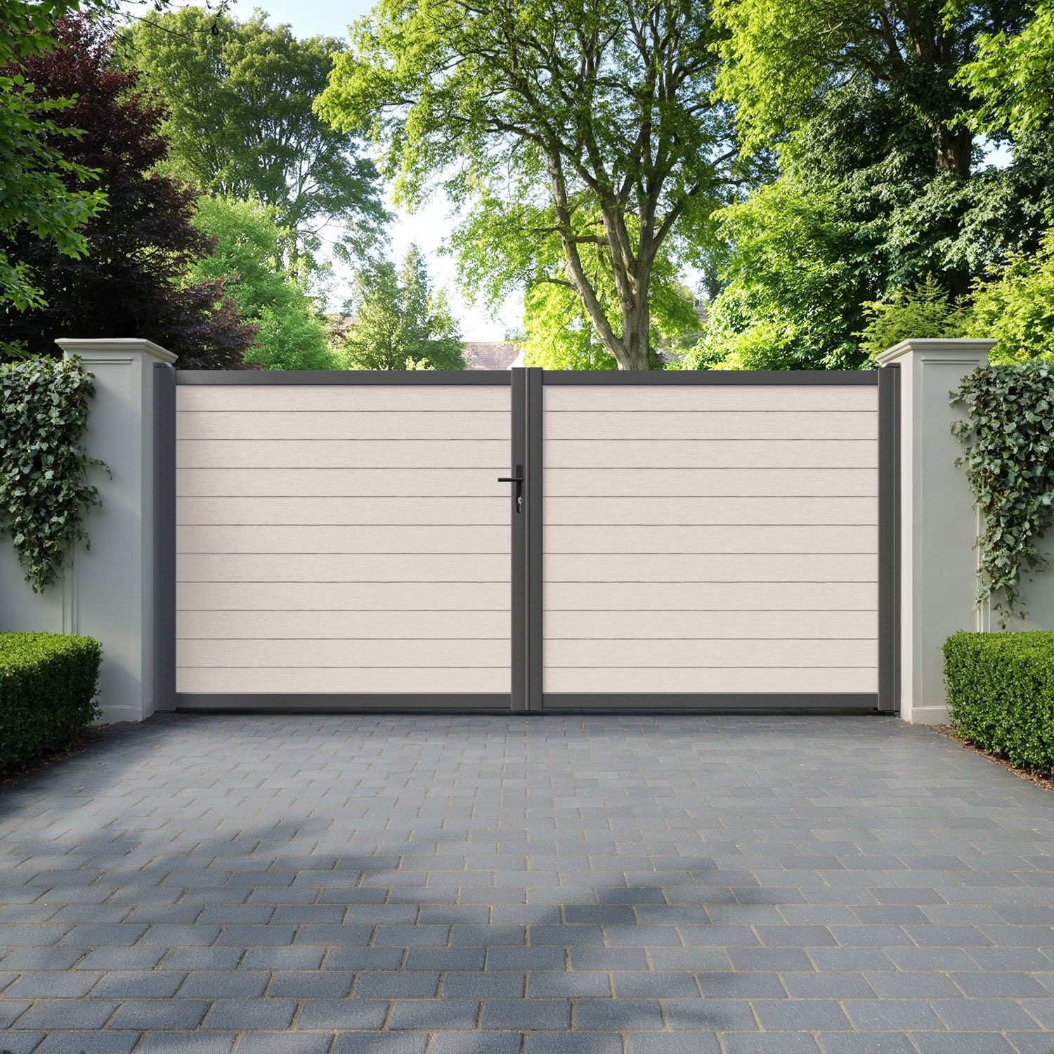 Fusion Mid Stone Straight Top Driveway Gate