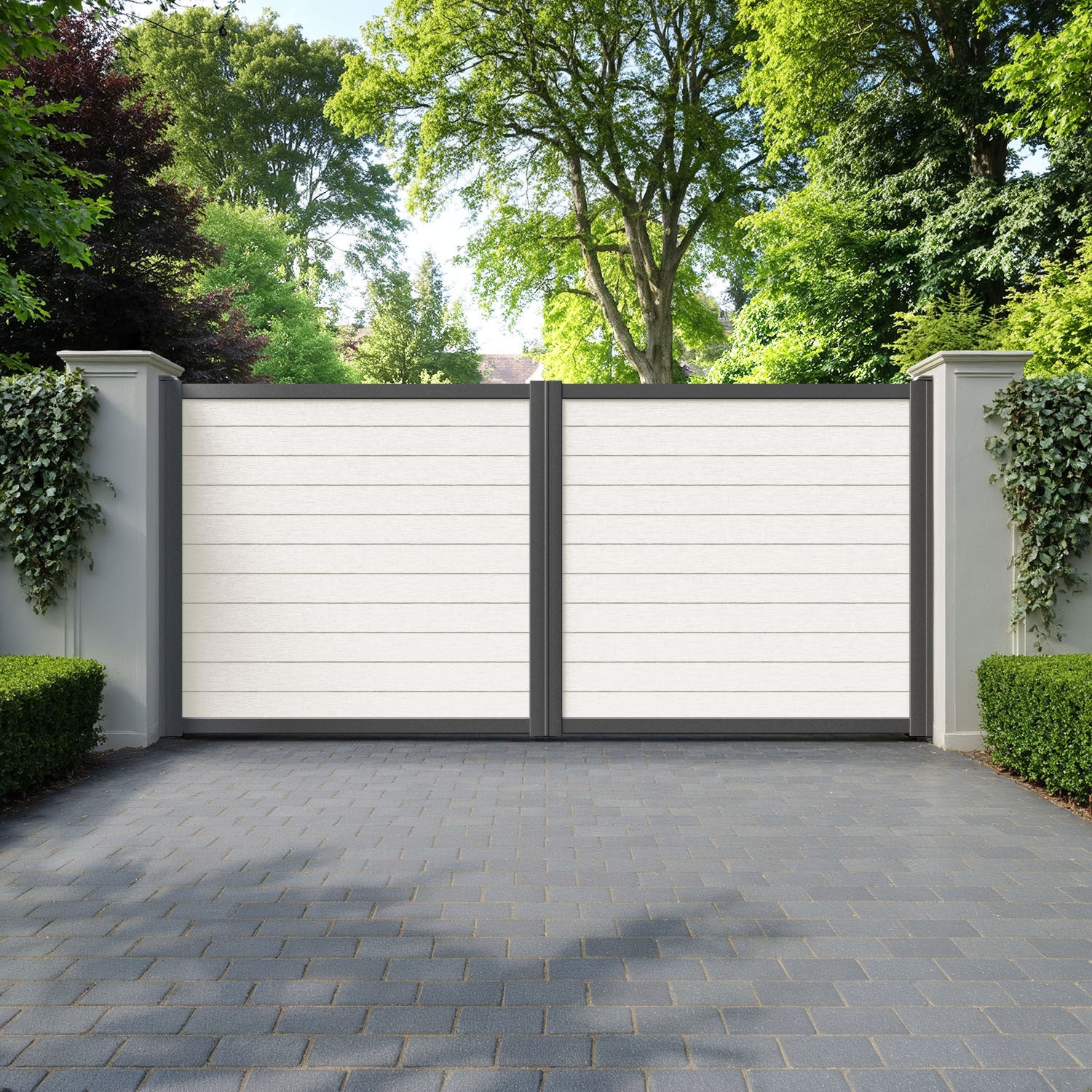 Fusion Light Stone Straight Top Driveway Gate