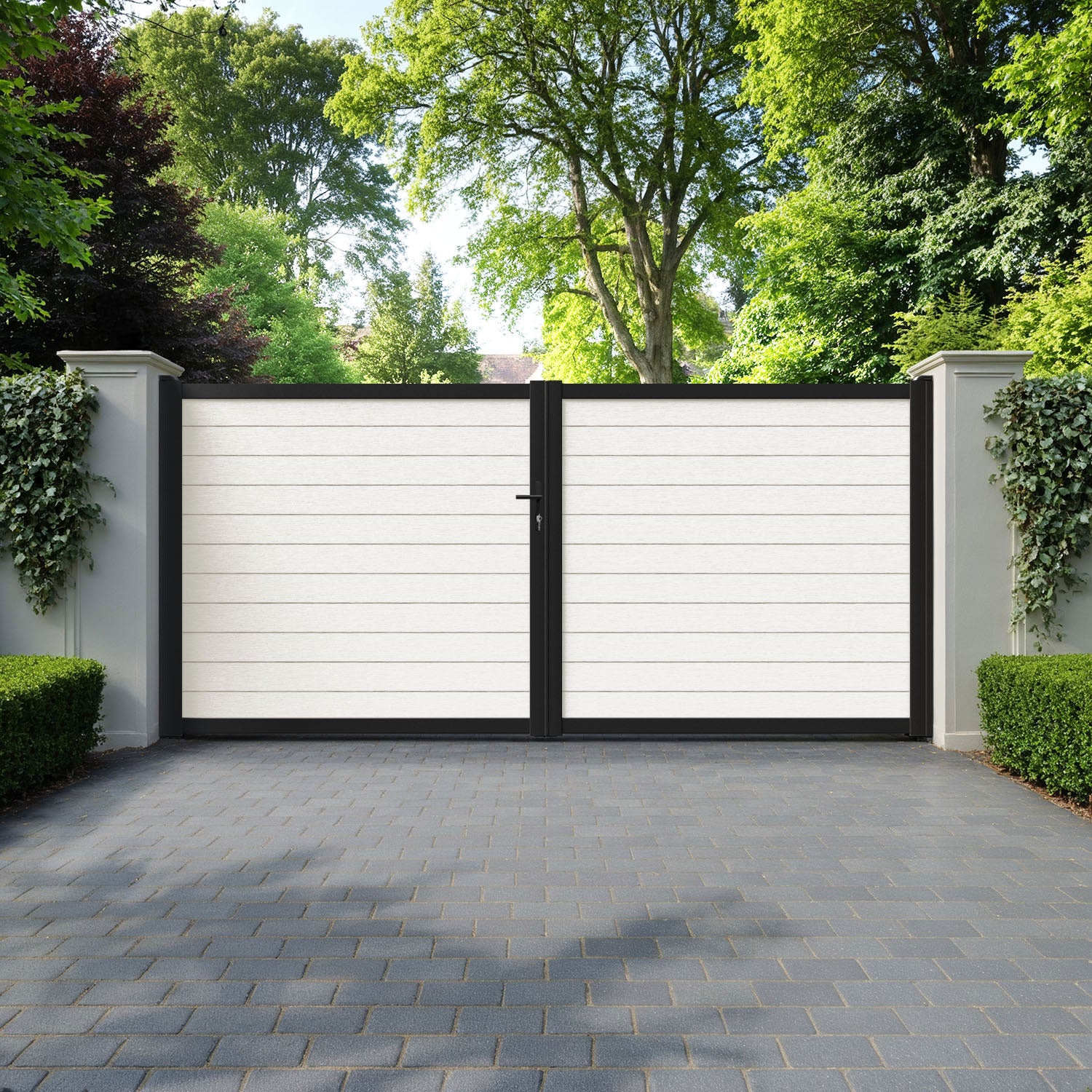 Fusion Light Stone Straight Top Driveway Gate