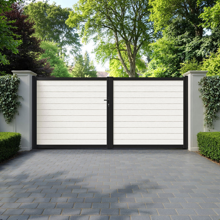 Fusion Light Stone Straight Top Driveway Gate