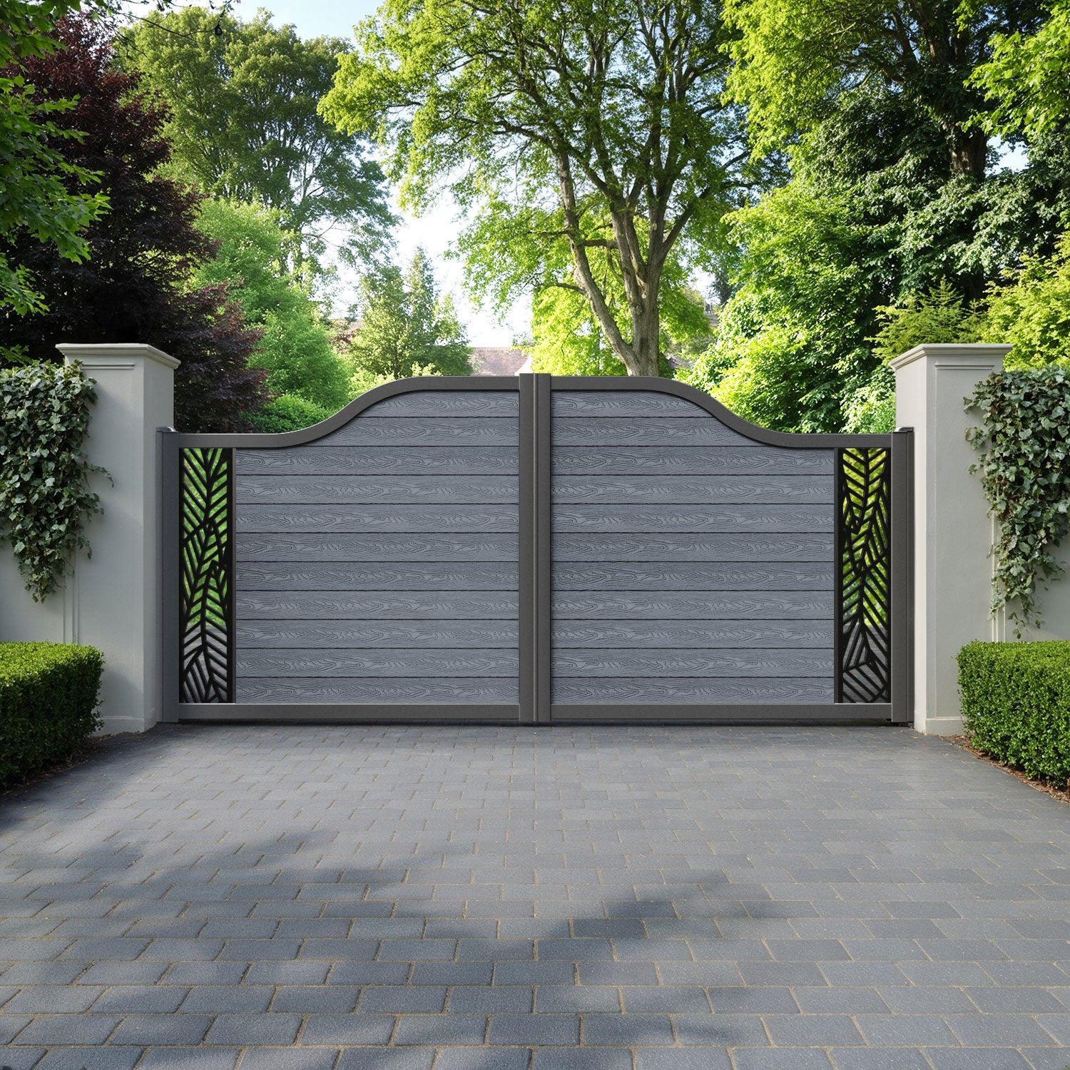 Classic Habitat Curved Top Driveway Gate - Anthracite - End Screen
