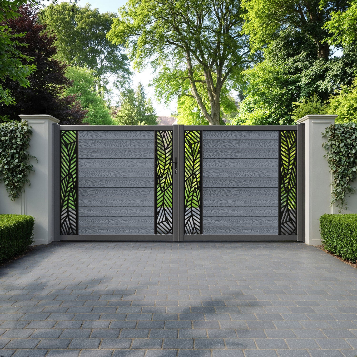 Classic Habitat Straight Top Driveway Gate - Anthracite - Middle & End Screen