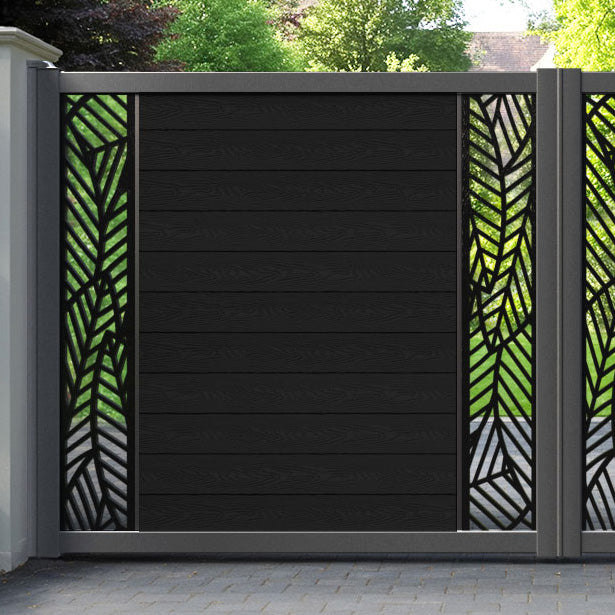 Classic Habitat Straight Top Driveway Gate - Black - Middle & End Screen