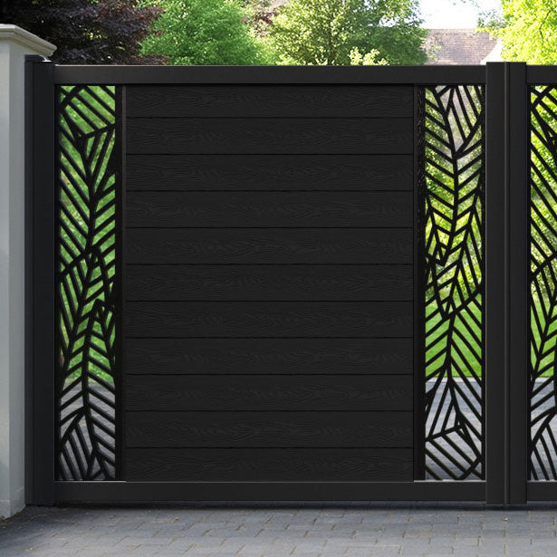 Classic Habitat Straight Top Driveway Gate - Black - Middle & End Screen