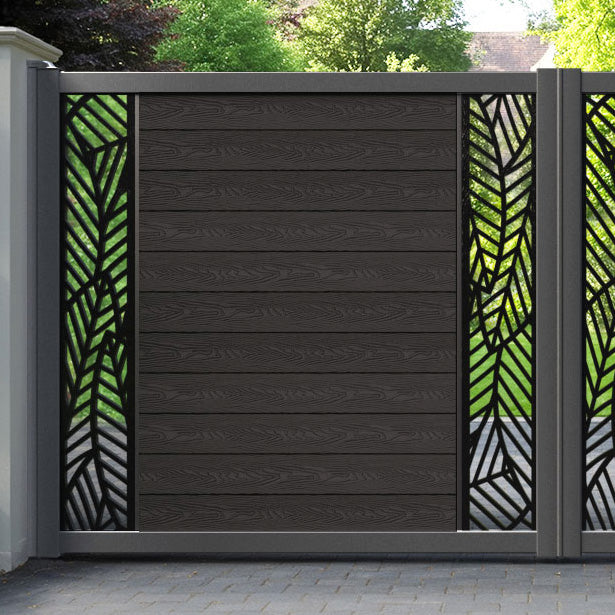 Classic Habitat Straight Top Driveway Gate - Dark Oak - Middle & End Screen