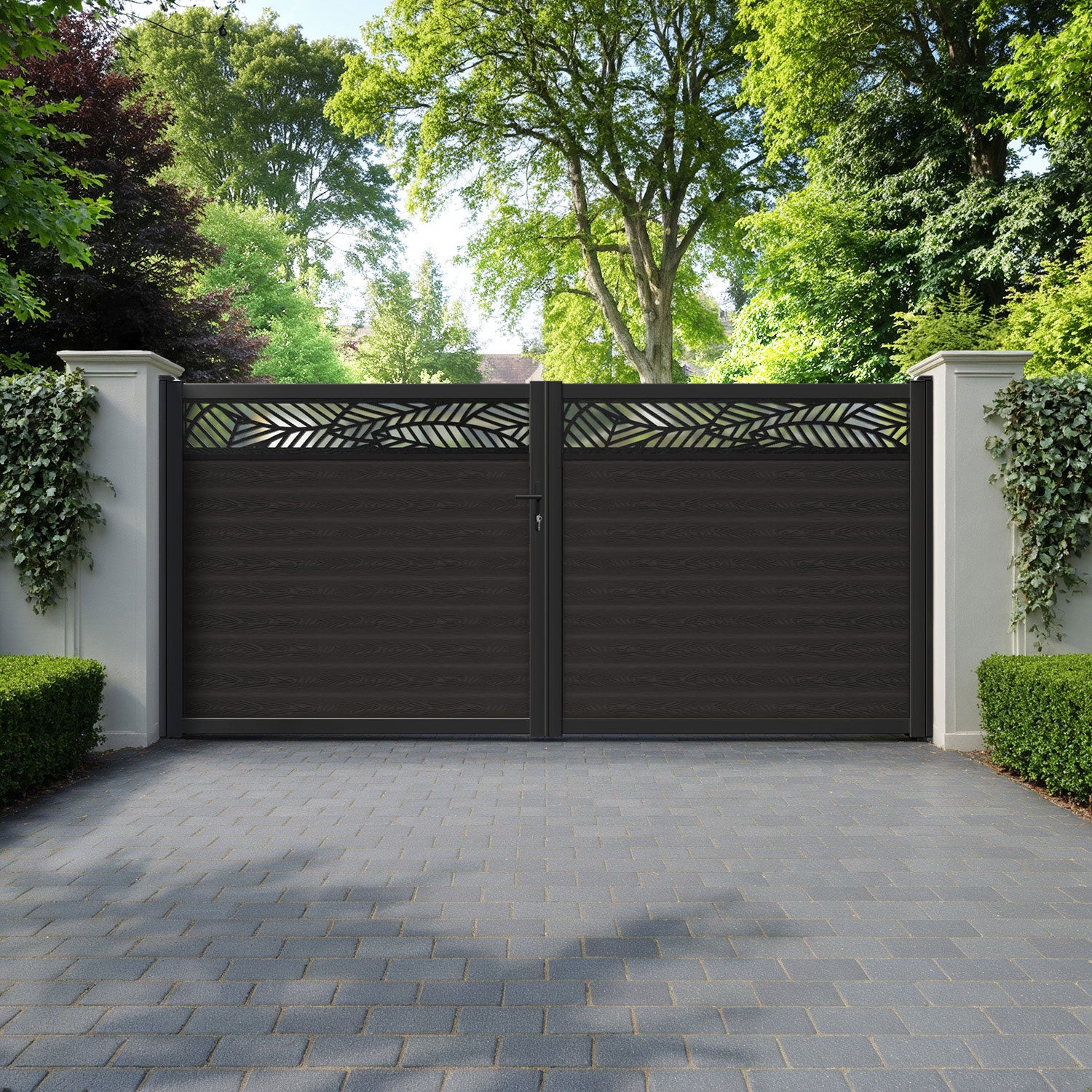 Classic Habitat Straight Top Driveway Gate - Dark Oak - Top Screen