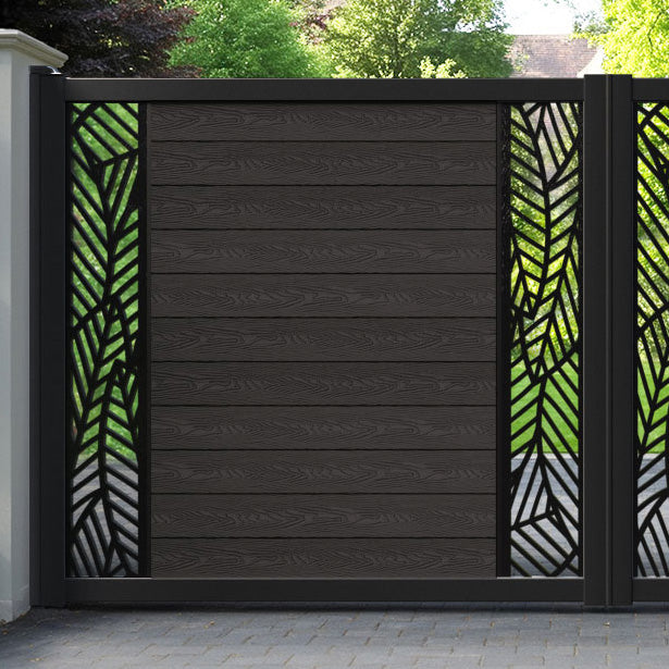 Classic Habitat Straight Top Driveway Gate - Dark Oak - Middle & End Screen