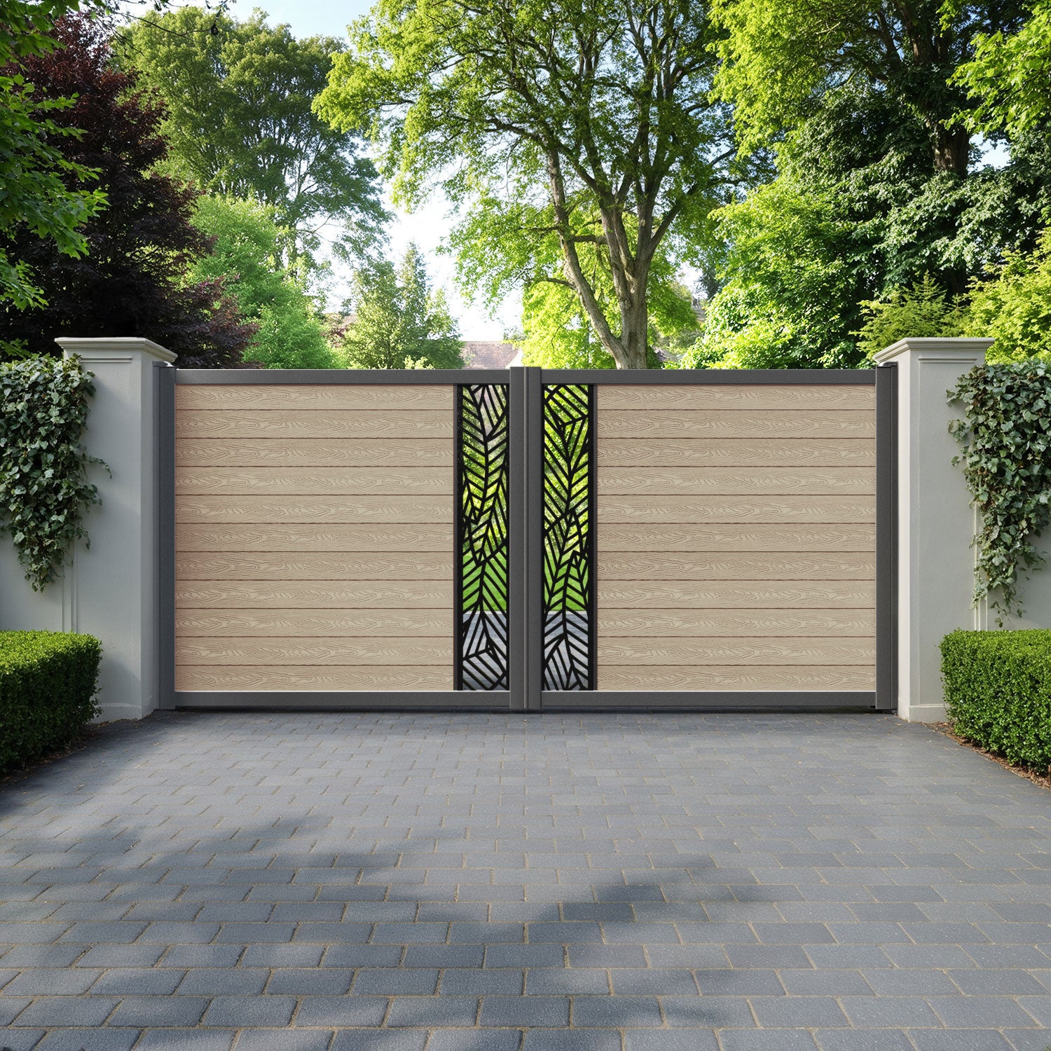 Classic Habitat Straight Top Driveway Gate - Light Oak - Middle Screen