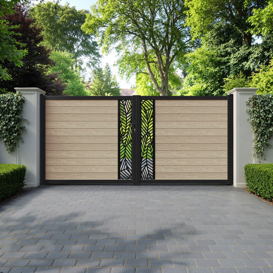 Classic Habitat Straight Top Driveway Gate - Light Oak - Middle Screen